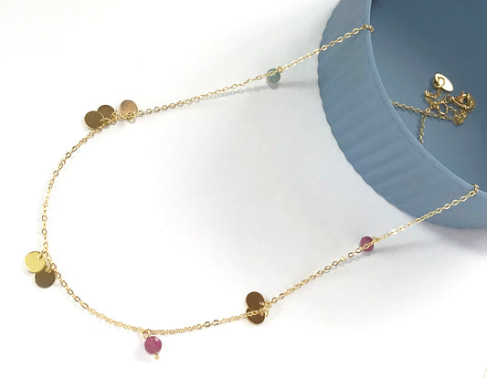 A24019 Turmalin Coin kurze Kette