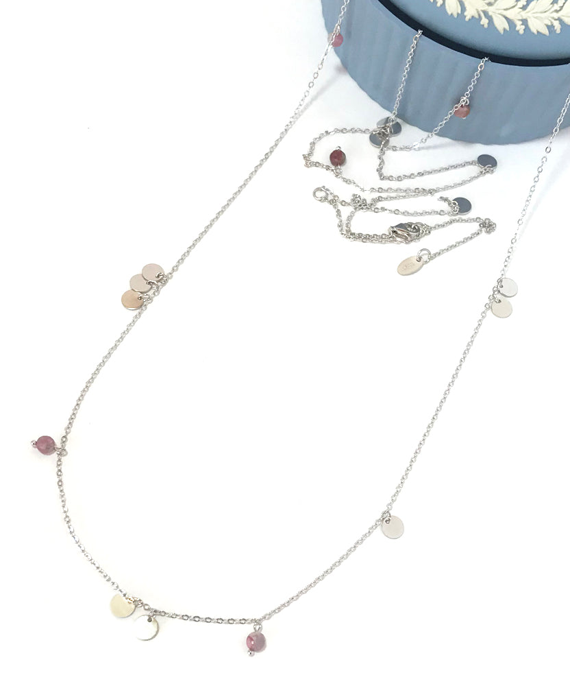 A24020 Turmalin Coin lange Kette
