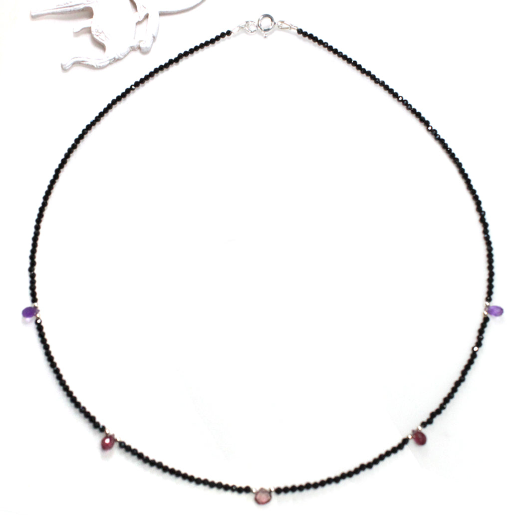 AN1016 bunte rote Steine Kette
