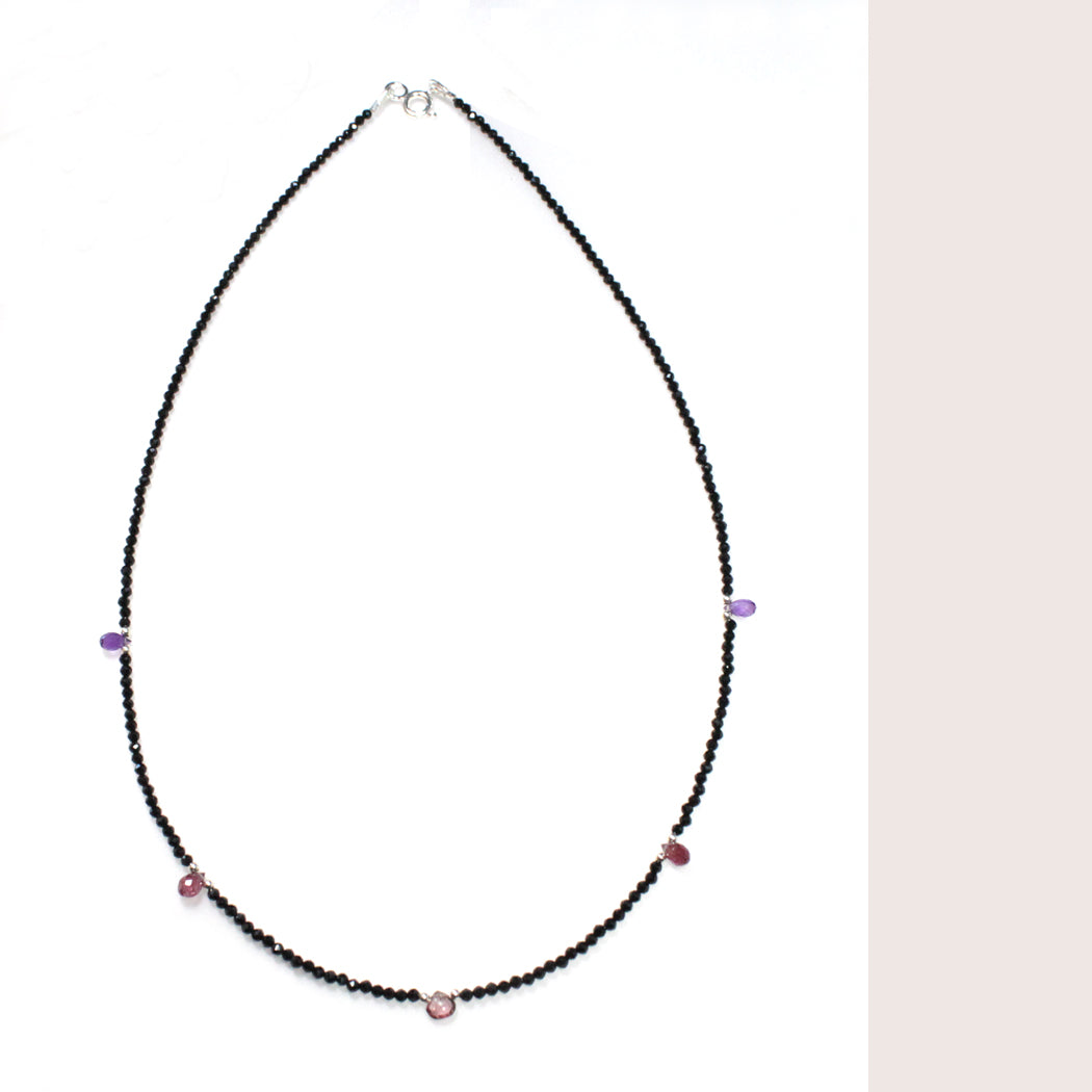 AN1016 bunte rote Steine Kette