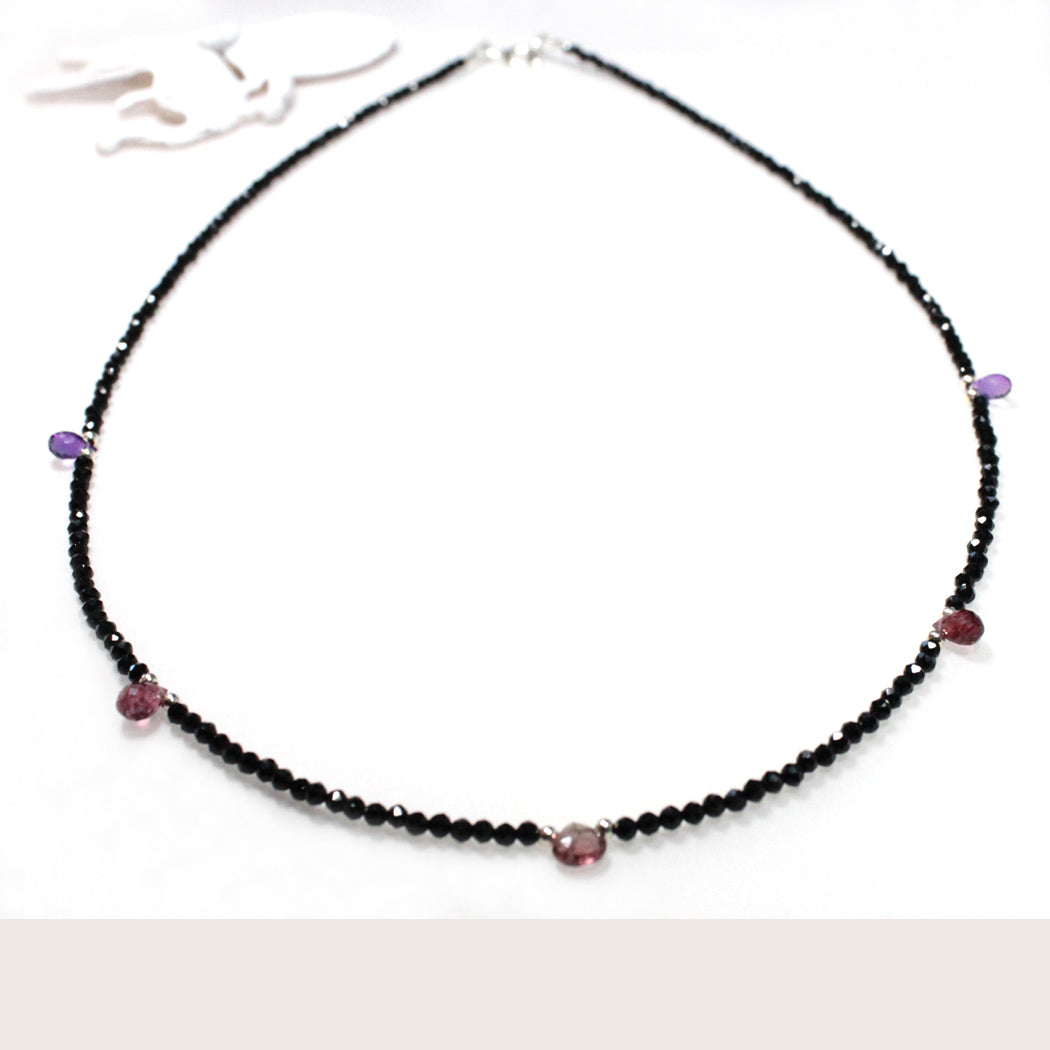 AN1016 bunte rote Steine Kette