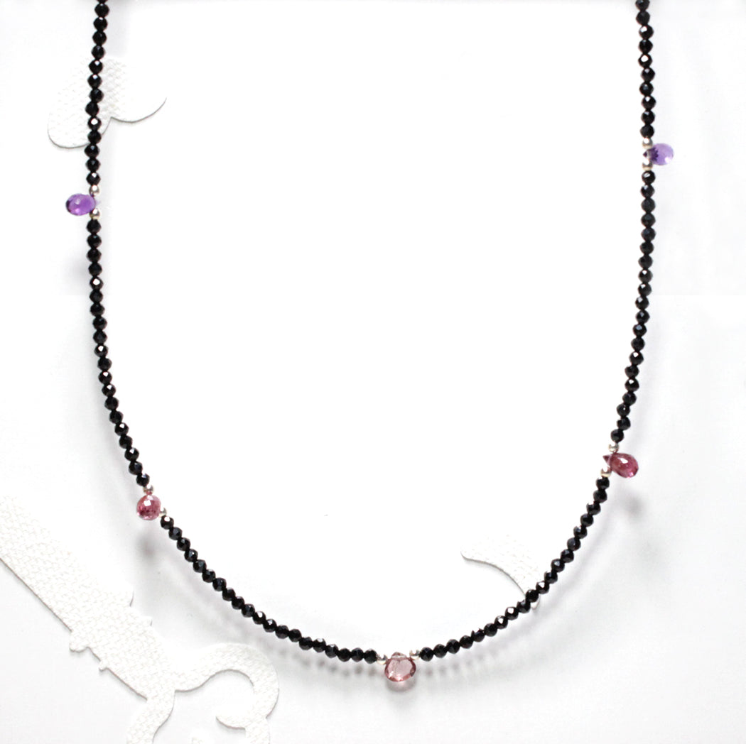 AN1016 bunte rote Steine Kette