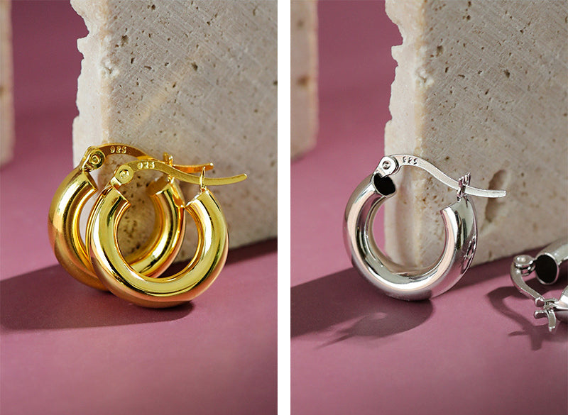 B08004 chunky Creolen Hoop Ohrringe