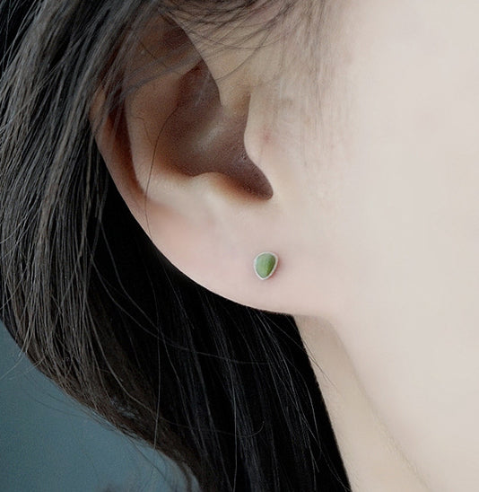 B28030 Mini Ohrstecker Olivgrün – 925 Silber, 18K vergoldet (1 Paar)