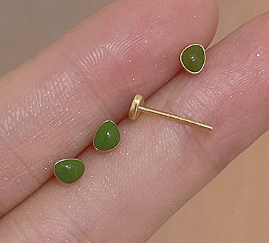 B28030 Mini Ohrstecker Olivgrün – 925 Silber, 18K vergoldet (1 Paar)